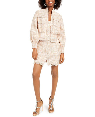 Vestido lápis feminino Foxiedox xadrez, decote redondo, comprimento até o joelho, bege, tamanho médio