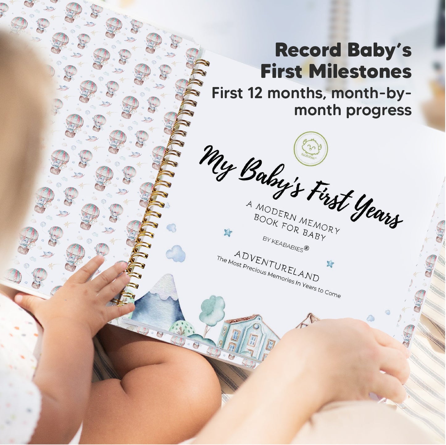 Livro de memórias dos primeiros anos para meninos e meninas KeaBabies, tamanho regular, branco
