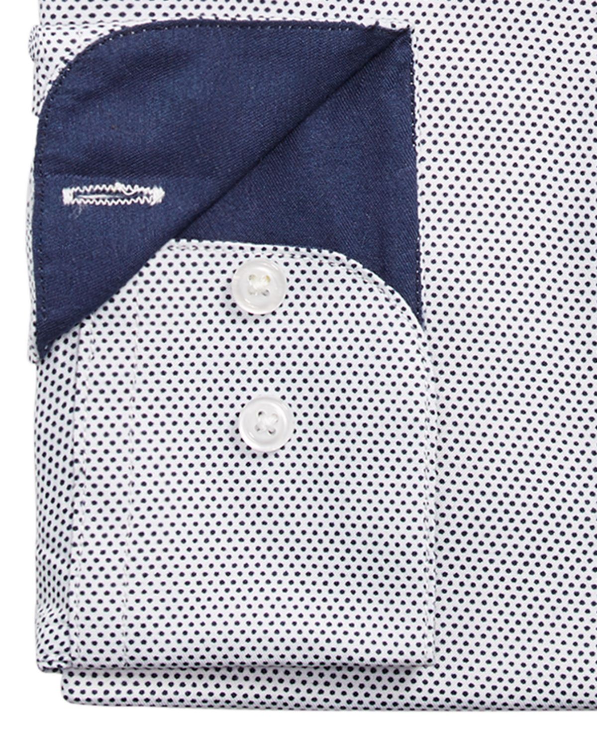 Camisa social masculina com estampa de bolinhas e corte slim da Nine West, branca, tamanho 15x32