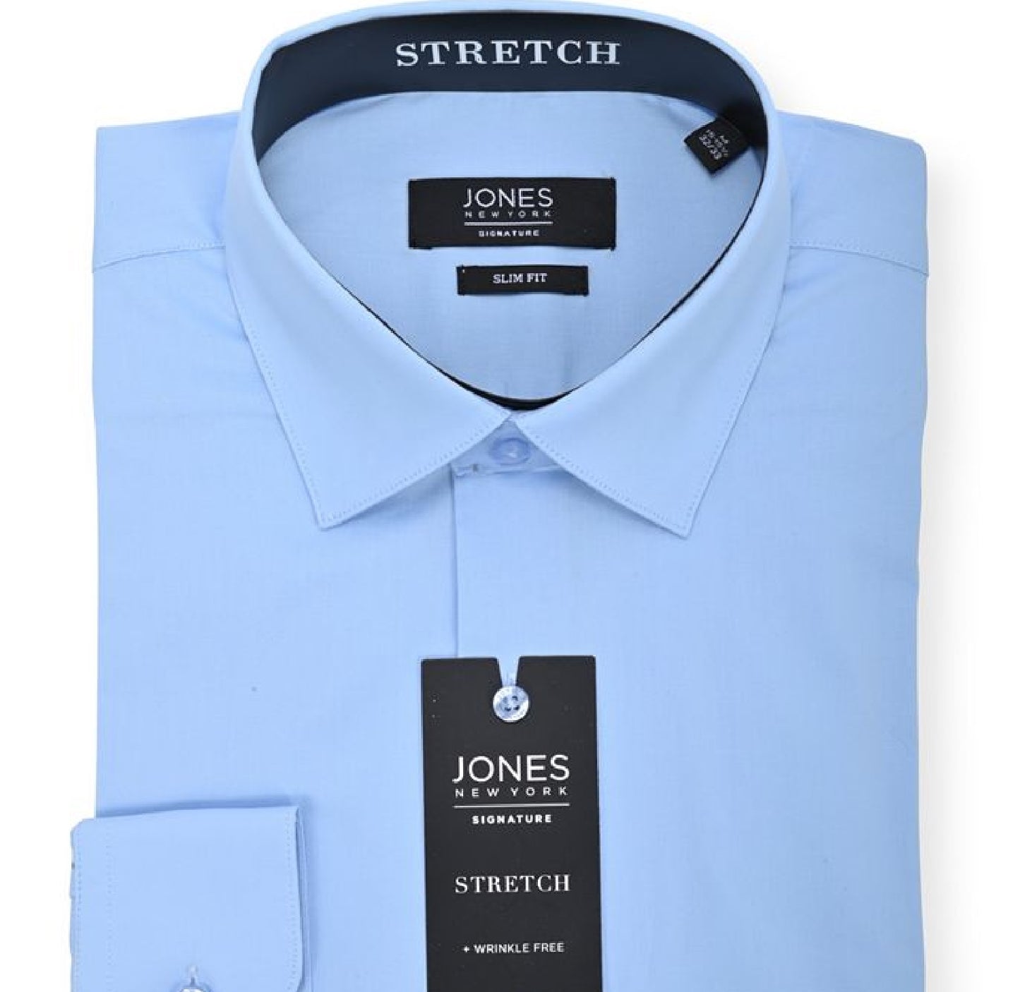 Camisa social masculina Jones New York lisa azul tamanho 18x34x35