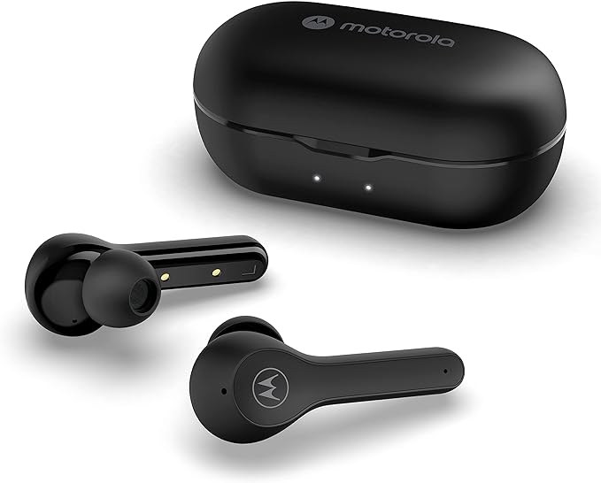 Motorola Moto Buds 085 - Fones de ouvido Bluetooth sem fio com microfone e estojo de carregamento USB-C - Resistente à água IPX5, controle de toque inteligente, ajuste leve e confortável, som nítido e graves profundos - Preto