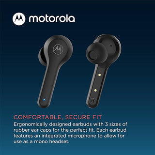 Motorola Moto Buds 085 - Fones de ouvido Bluetooth sem fio com microfone e estojo de carregamento USB-C - Resistente à água IPX5, controle de toque inteligente, ajuste leve e confortável, som nítido e graves profundos - Preto