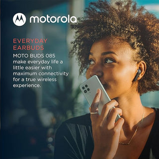 Motorola Moto Buds 085 - Fones de ouvido Bluetooth sem fio com microfone e estojo de carregamento USB-C - Resistente à água IPX5, controle de toque inteligente, ajuste leve e confortável, som nítido e graves profundos - Preto