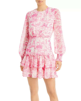 Vestido curto estampado toile feminino Aqua, rosa, tamanho pequeno