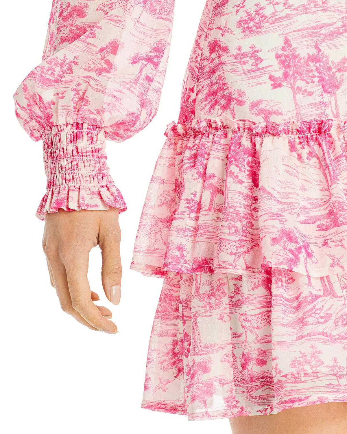 Vestido curto estampado toile feminino Aqua, rosa, tamanho pequeno