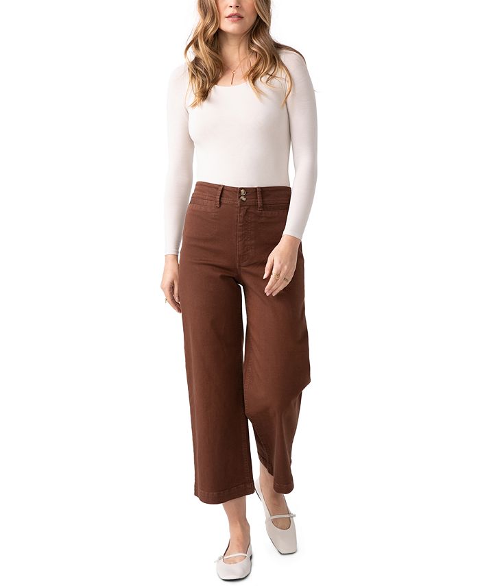 Calça jeans feminina Gemma de cintura alta e perna larga, tamanho 31, marrom, inédita