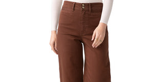 Calça jeans feminina Gemma de cintura alta e perna larga, tamanho 31, marrom, inédita