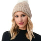 Marcus Adler Gorro Feminino Ultra Macio Chenille Faux Pom Marrom Tamanho Regular