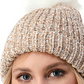 Marcus Adler Gorro Feminino Ultra Macio Chenille Faux Pom Marrom Tamanho Regular