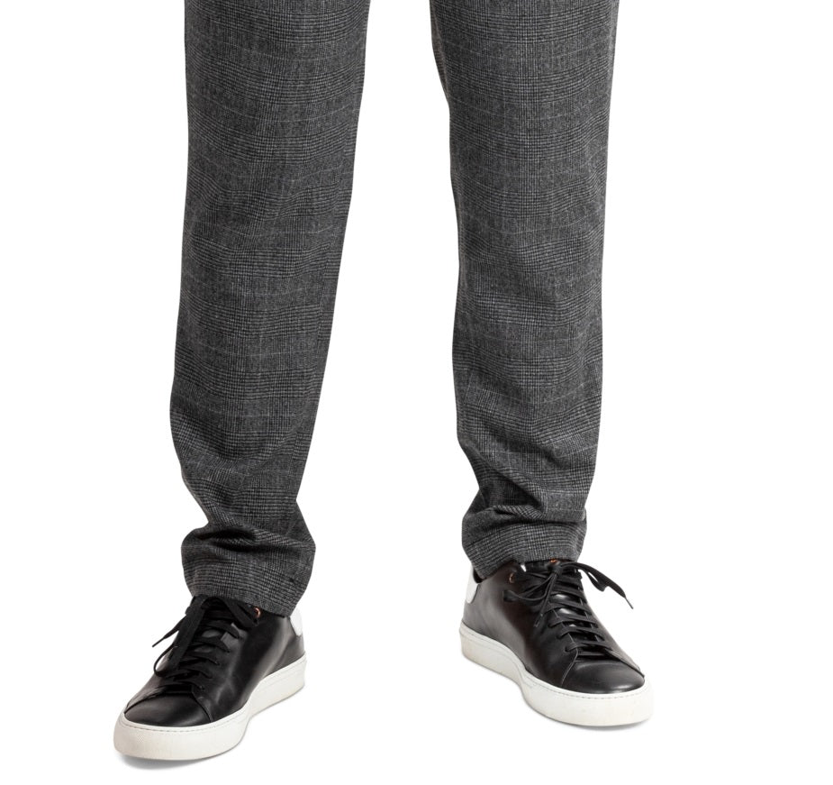 Calça de pijama xadrez masculina Natori com cordão, preta, tamanho grande