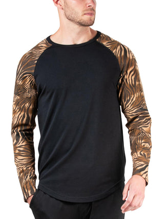 Camiseta Raglan Masculina Natori Animal Print Preta Tamanho GG