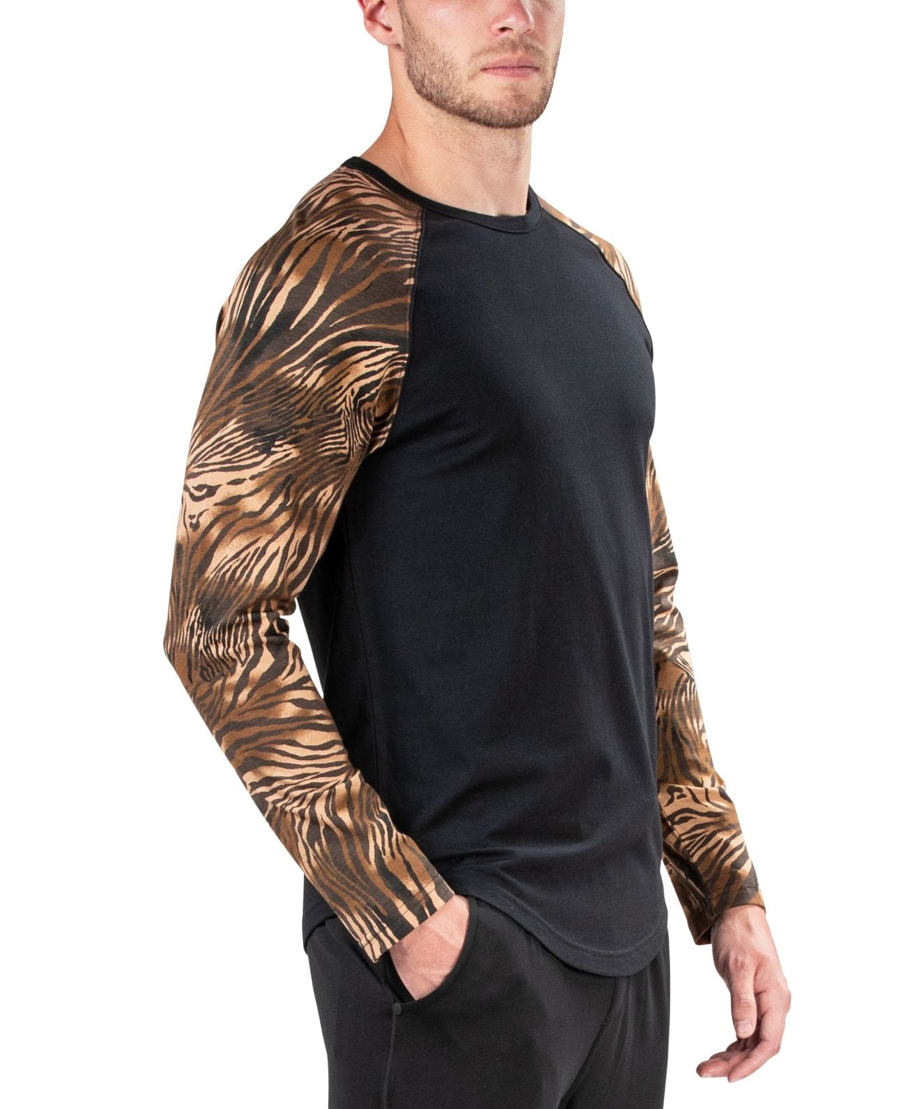 Camiseta Raglan Masculina Natori Animal Print Preta Tamanho X-G