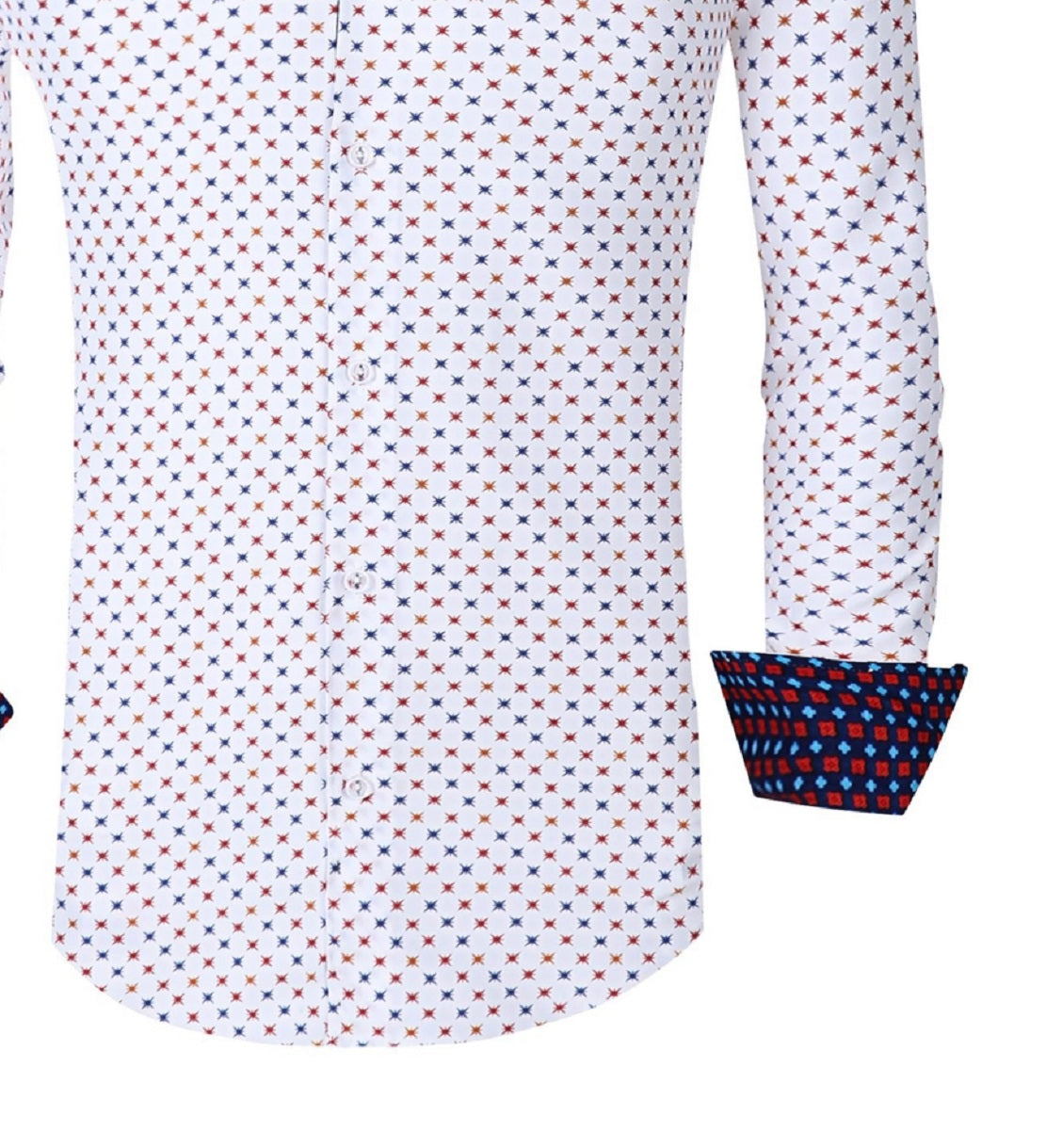 Camisa social masculina Azaro Uomo Slim Fit com botões e estampa náutica, tamanho extragrande, branca