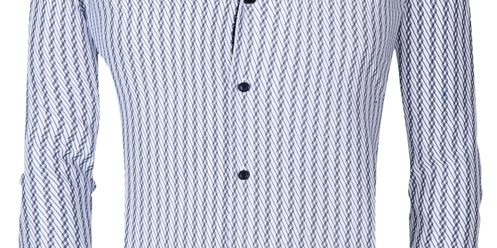 Camisa social masculina Azaro Uomo Slim Fit com botões e estampa náutica, tamanho médio, branca