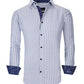 Camisa social masculina Azaro Uomo Slim Fit com botões e estampa náutica, tamanho médio, branca