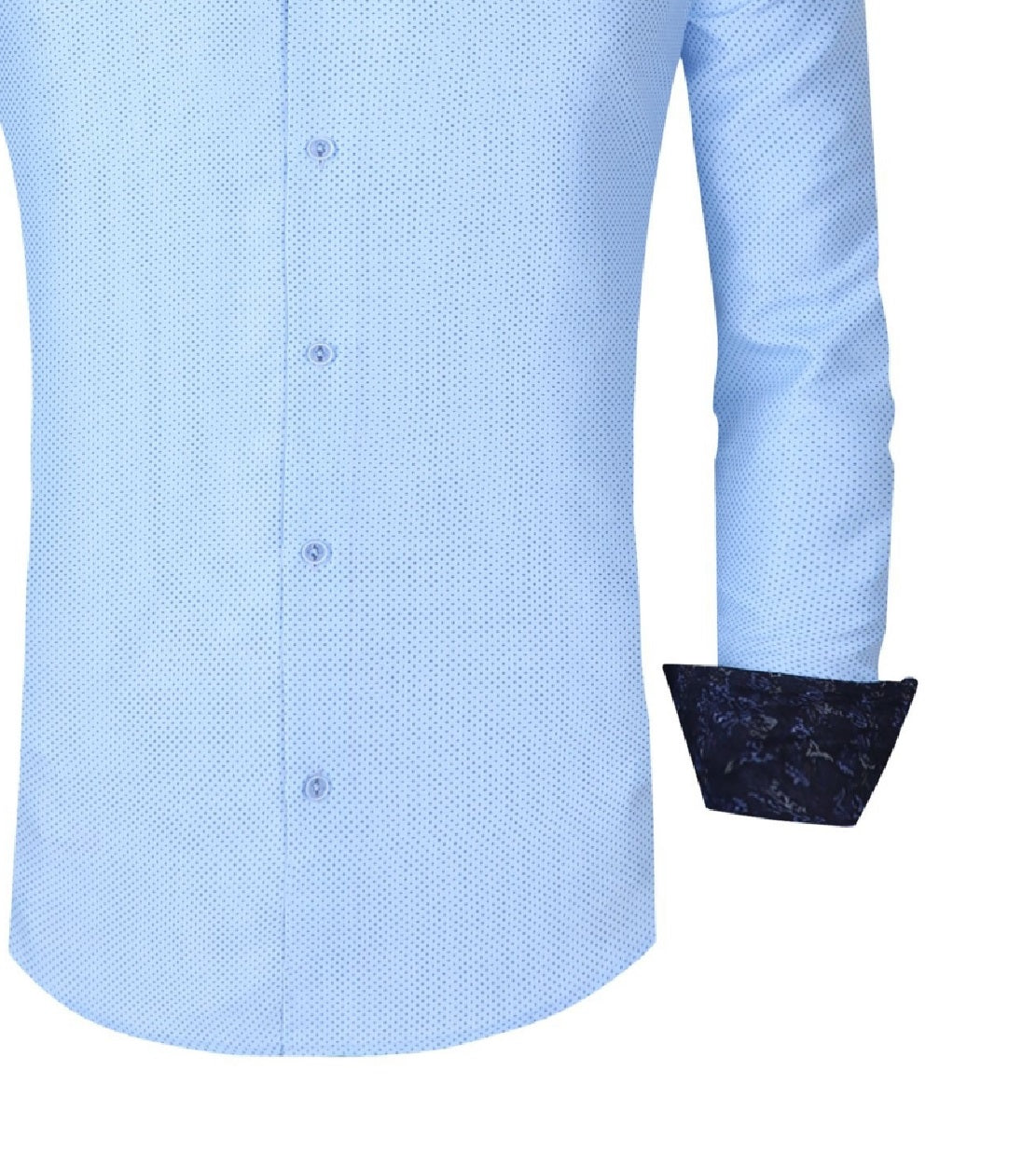 Camisa social masculina Azaro Uomo Slim Fit com botões e estampa náutica, tamanho médio, azul