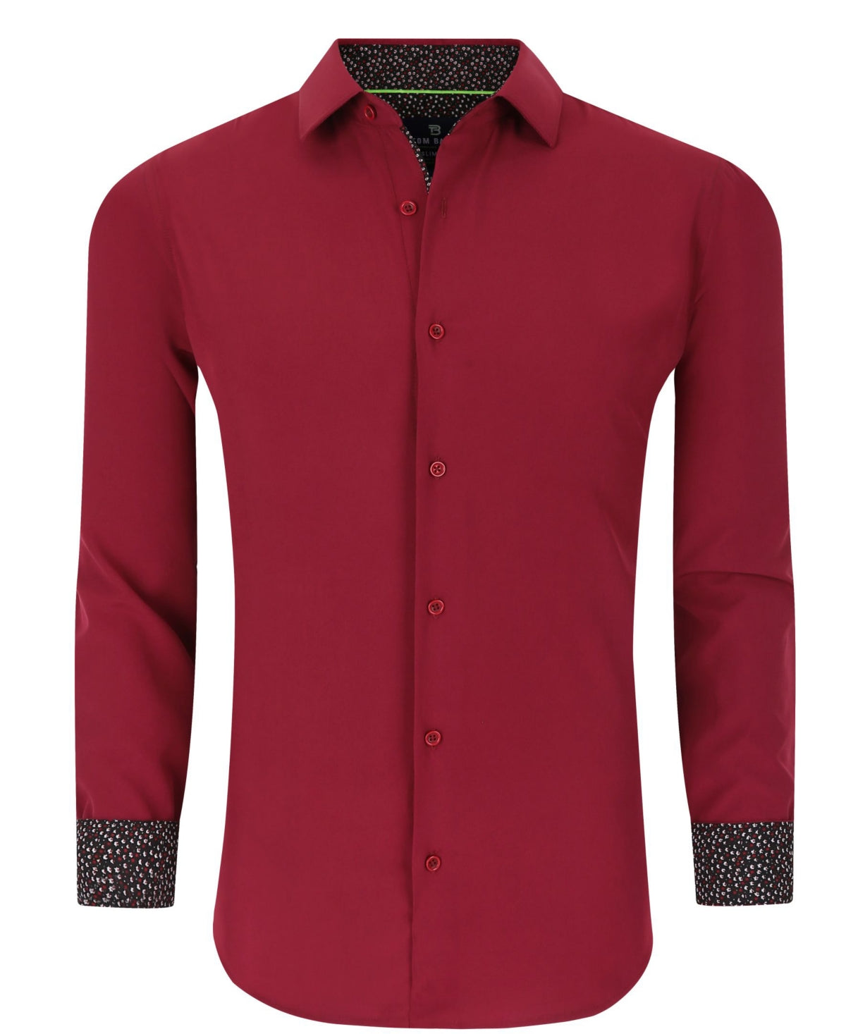 Camisa masculina Tom Baine Slim Fit Performance com botões lisos, vermelha, tamanho médio