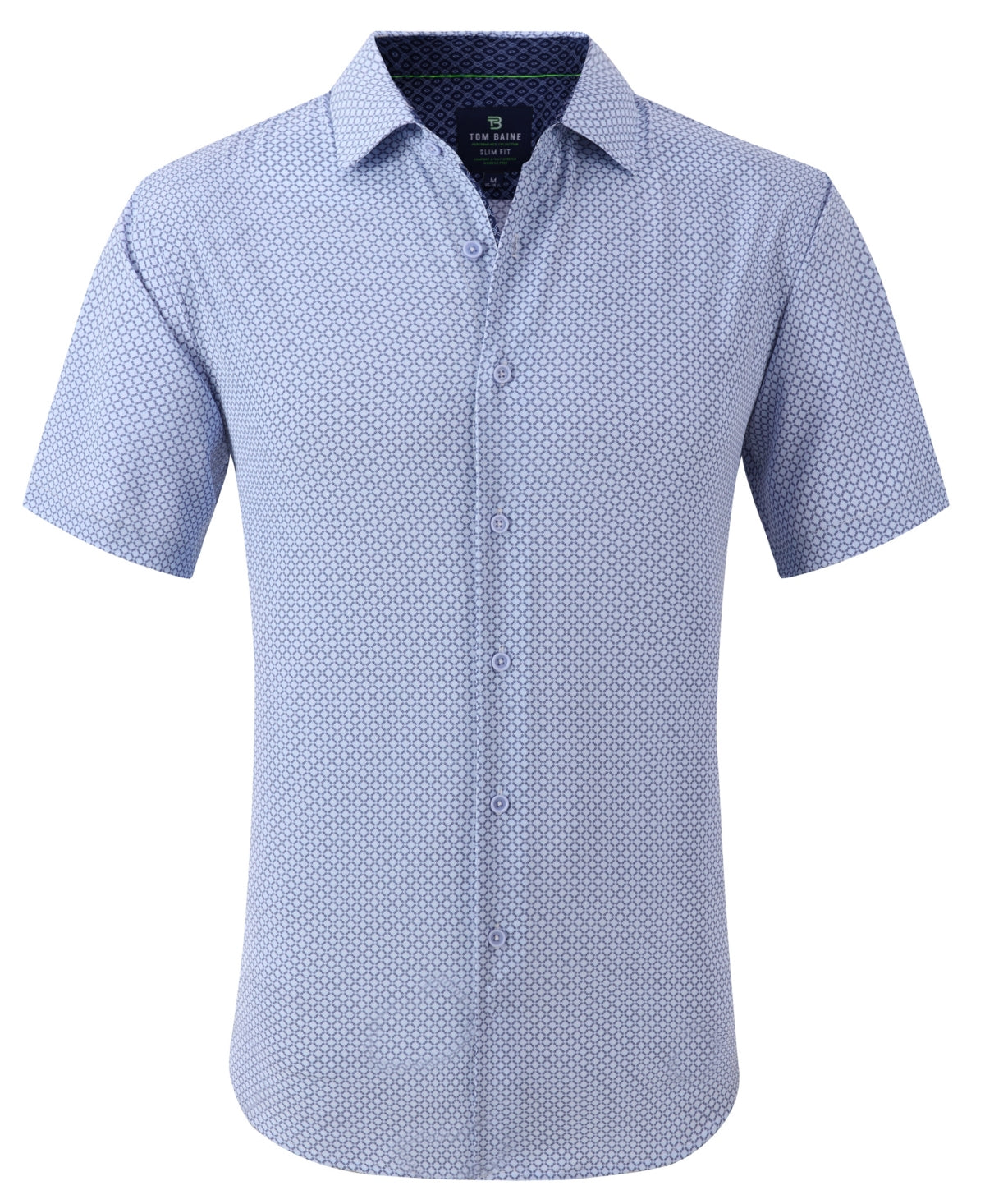 Camisa social masculina Tom Baine Slim Fit de manga curta e botões, tamanho P, azul