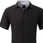 Camisa social masculina Tom Baine Slim Fit de manga curta com botões, preta, tamanho extragrande
