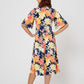 Vestido Zoe de manga curta feminino Leota em Ginkgo Multi