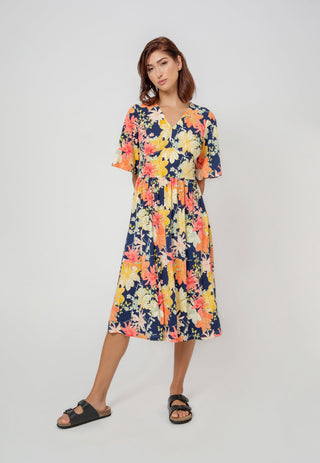 Vestido Zoe de manga curta feminino Leota em Ginkgo Multi