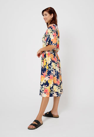 Vestido Zoe de manga curta feminino Leota em Ginkgo Multi