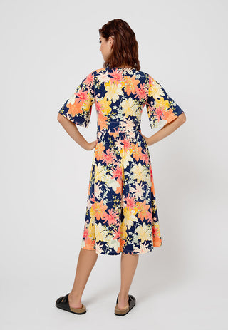 Vestido Zoe de manga curta feminino Leota em Ginkgo Multi