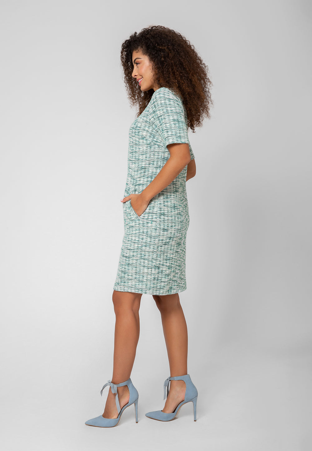 Vestido Maddie de manga curta feminino Leota em verde, vários tamanhos