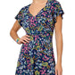 Vestido feminino Leota com mangas bufantes e estampa coração, azul, tamanho extragrande
