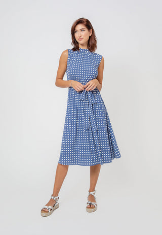 Vestido Mindy sem mangas feminino Leota em azul Bellwether