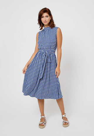 Vestido Mindy sem mangas feminino Leota em azul Bellwether