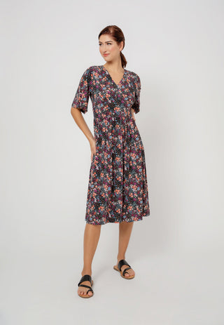 Vestido Zoe de manga curta feminino Leota em confete floral multicolorido
