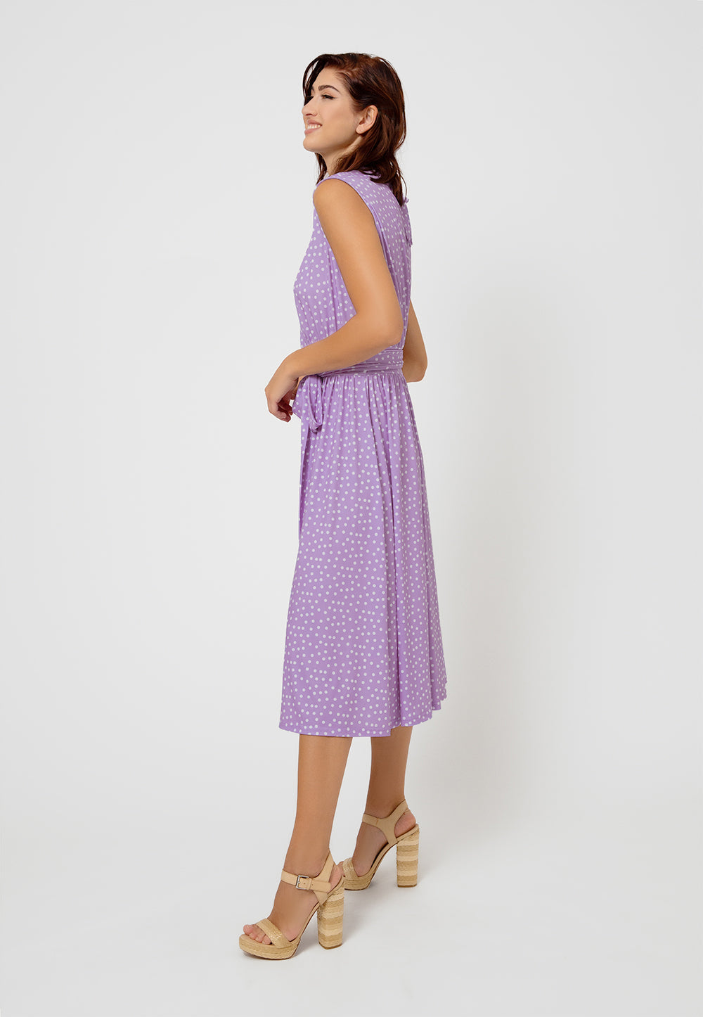Vestido Mindy sem mangas feminino Leota em roxo confete