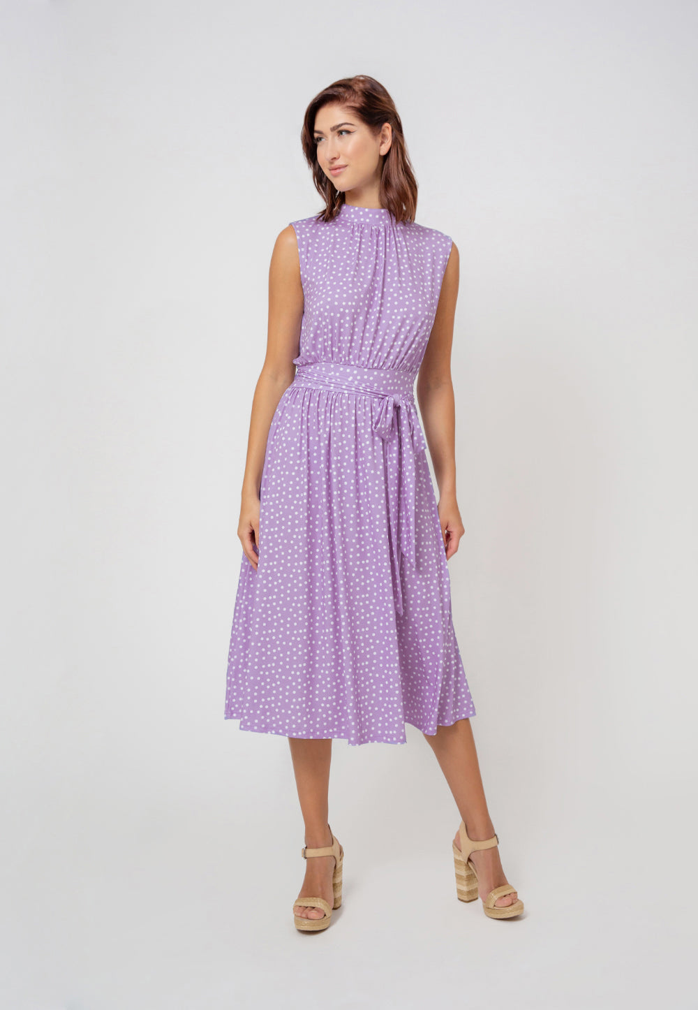 Vestido Mindy sem mangas feminino Leota em roxo confete