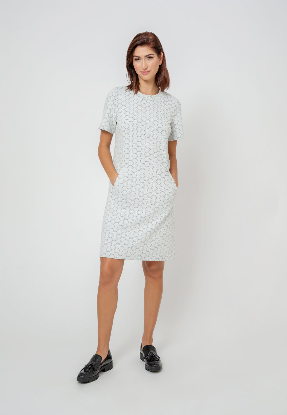 Vestido Maddie de manga curta feminino Leota em marfim luxuoso