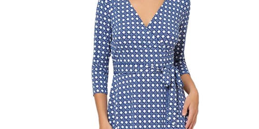 Vestido envelope falso de manga comprida perfeito para mulheres Leota, azul, tamanho X-S