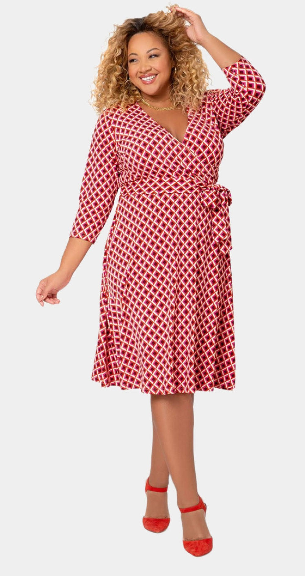 Vestido envelope falso perfeito para mulheres Leota, roxo, tamanho 2X