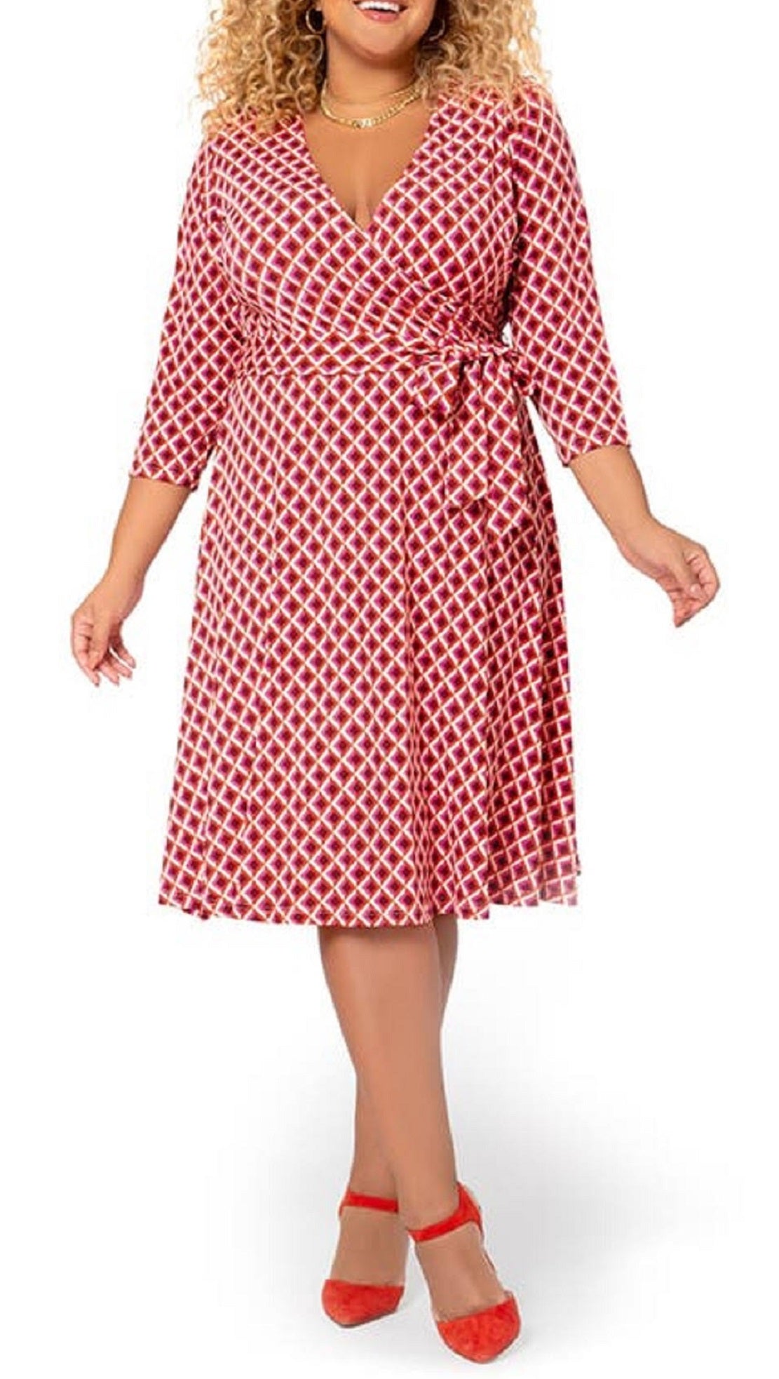 Vestido envelope falso perfeito para mulheres Leota, roxo, tamanho 2X