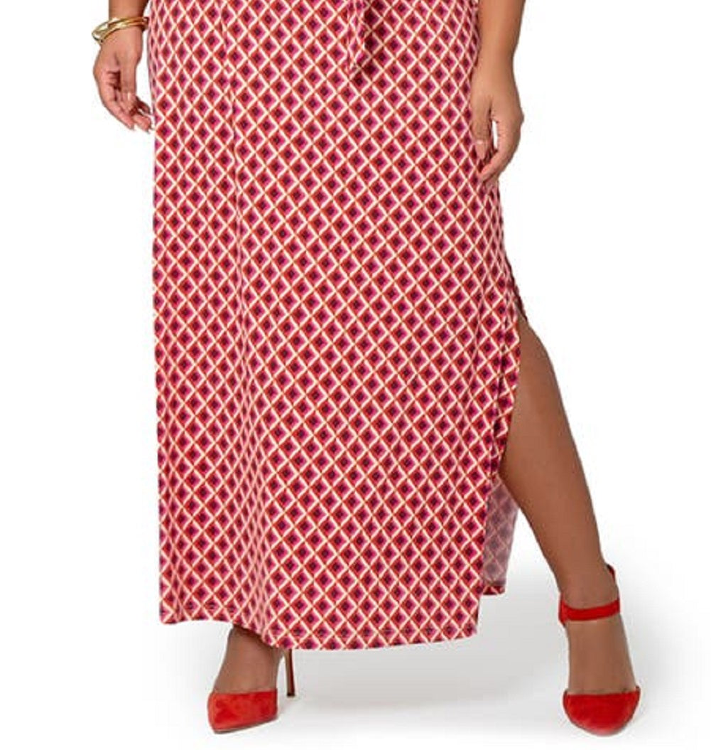 Vestido envelope feminino Leota com manga três quartos, rosa, tamanho 3X
