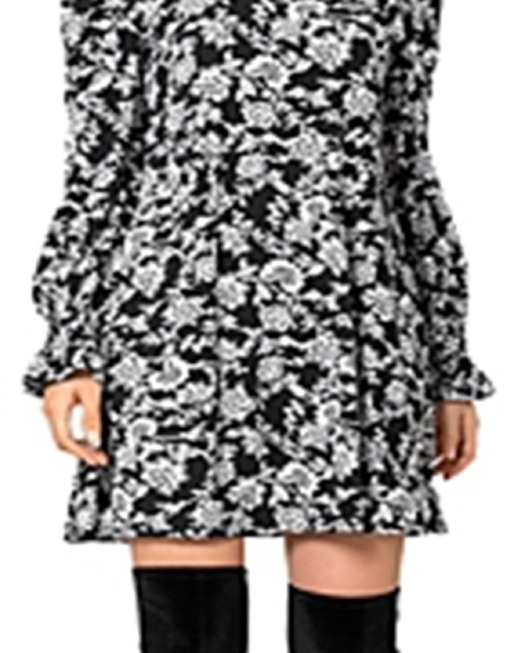 Vestido fluido com manga bufante Bianca da Leota para mulheres, preto, tamanho X-G