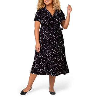 Vestido midi envelope Monique feminino Leota, preto, tamanho 1X