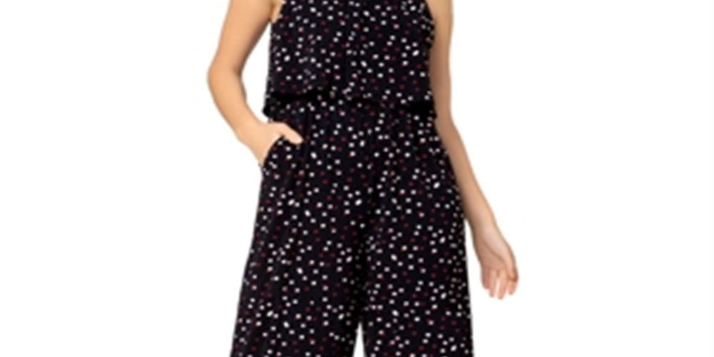 Macacão feminino Leota Skyler estampado com alças finas, preto, tamanho XX-G