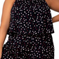 Macacão feminino Leota Skyler com bolinhas e decote halter, preto, tamanho 1X