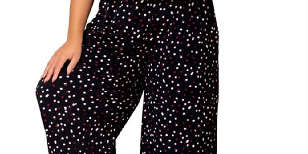 Macacão feminino Leota Skyler com bolinhas e decote halter, preto, tamanho 1X