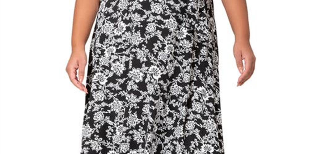 Vestido envelope falso de malha floral Monique da Leota feminino, branco, tamanho 2X