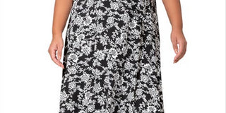 Vestido envelope falso de malha floral Monique da Leota feminino, branco, tamanho 2X