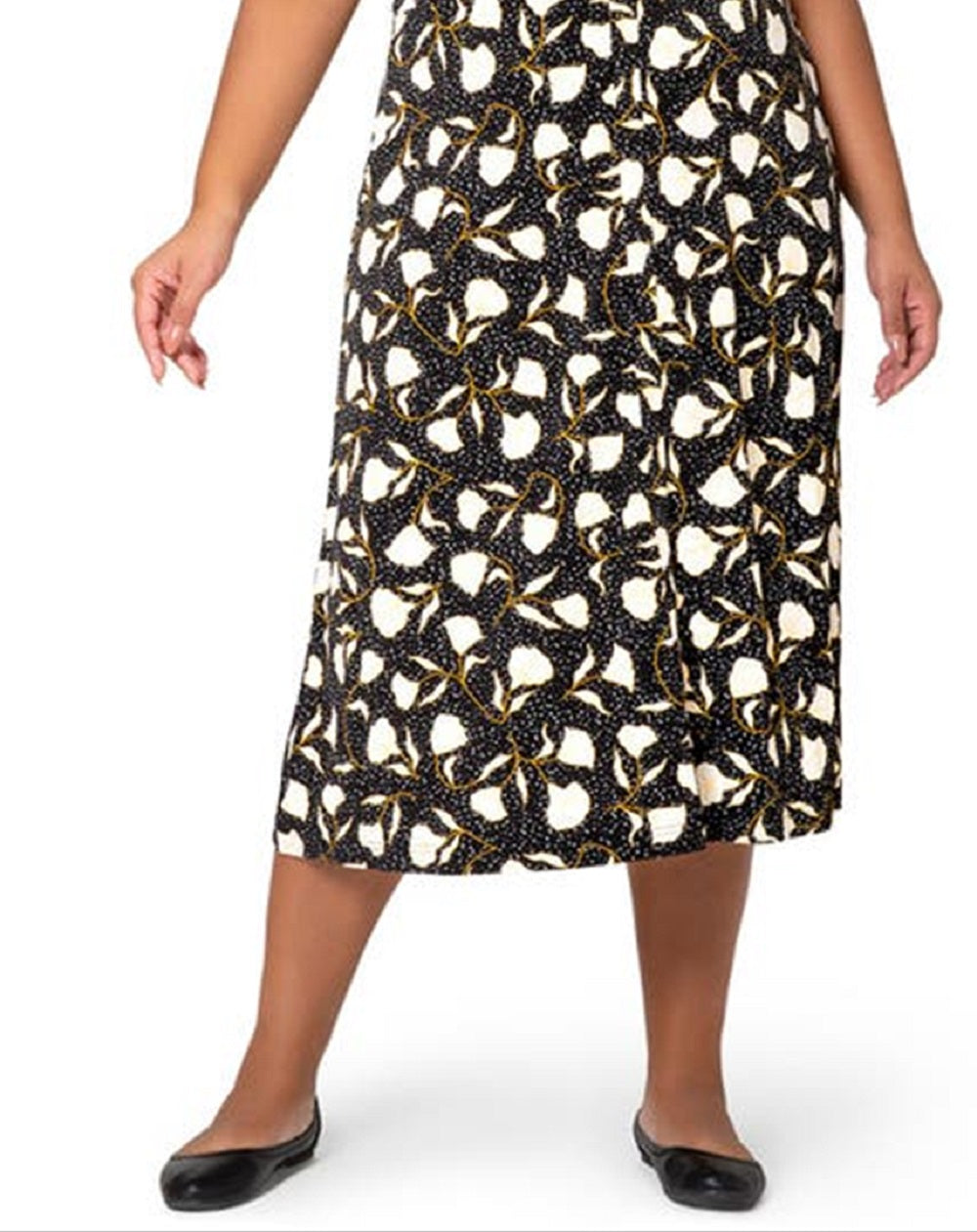 Vestido midi floral Francesca de bolinhas Leota feminino, preto, tamanho 1X