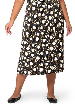 Vestido midi floral Francesca de bolinhas Leota feminino, preto, tamanho 2X