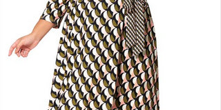 Leota Perfect Faux Wrap Dress in Slice Geo Border Size 1X