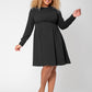 Vestido Lara Fit and Flare de manga comprida feminino Leota (curvo) preto